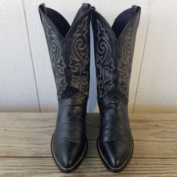 Justin Buck London Calfskin Mens Black Leather Western Boots 13 D 1408 - Picture 11 of 13